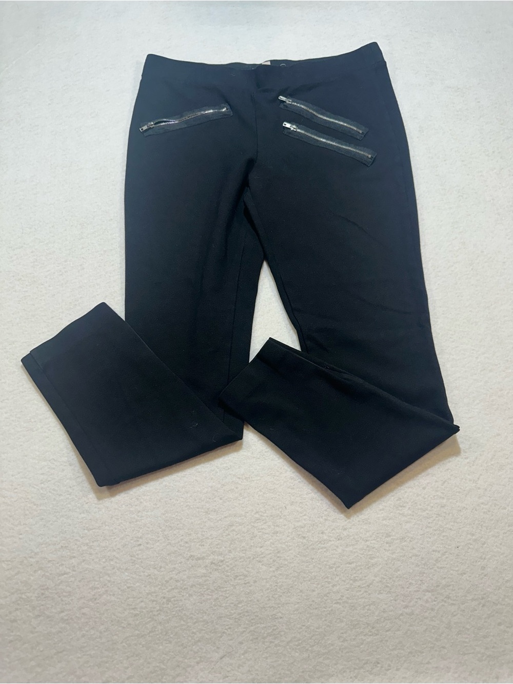 Philosophy Black Straight-Leg Pants with Zip Detail
